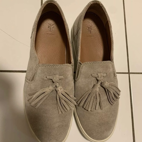 Frye Shoes - FRYE LEATHER TASSLE SLIP ON SNEAKERS SIZE 8